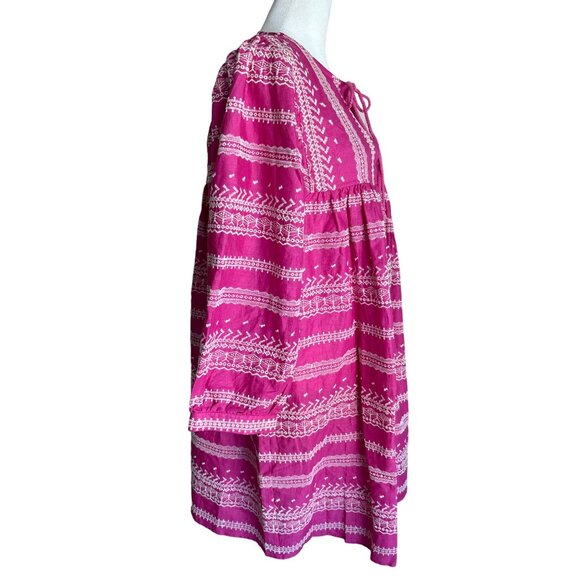 MELISSA NEPTON Bart Dress Size‎ Large Fuchsia White Detailed Embroidery NEW - Picture 4 of 11